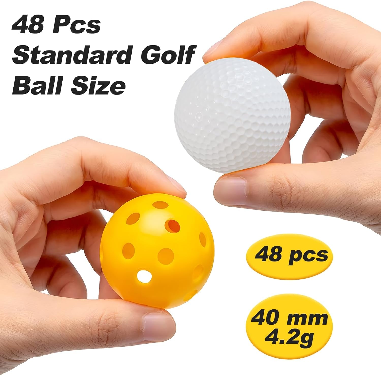 Golf Practice Ball Air Flow Hollow Practice Golf Balls 40Mm Plastic Golf Balls for Swing Practice Driving Range Home Outdoor Golf Games for Adults Kids 12 Pack