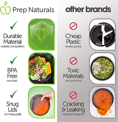 [30-Pack] Meal Prep Containers Reusable - Batch Cooking Plastic Food Containers with Lids - Microwavable Freezer Dishwasher Safe - Takeaway Lunch Box