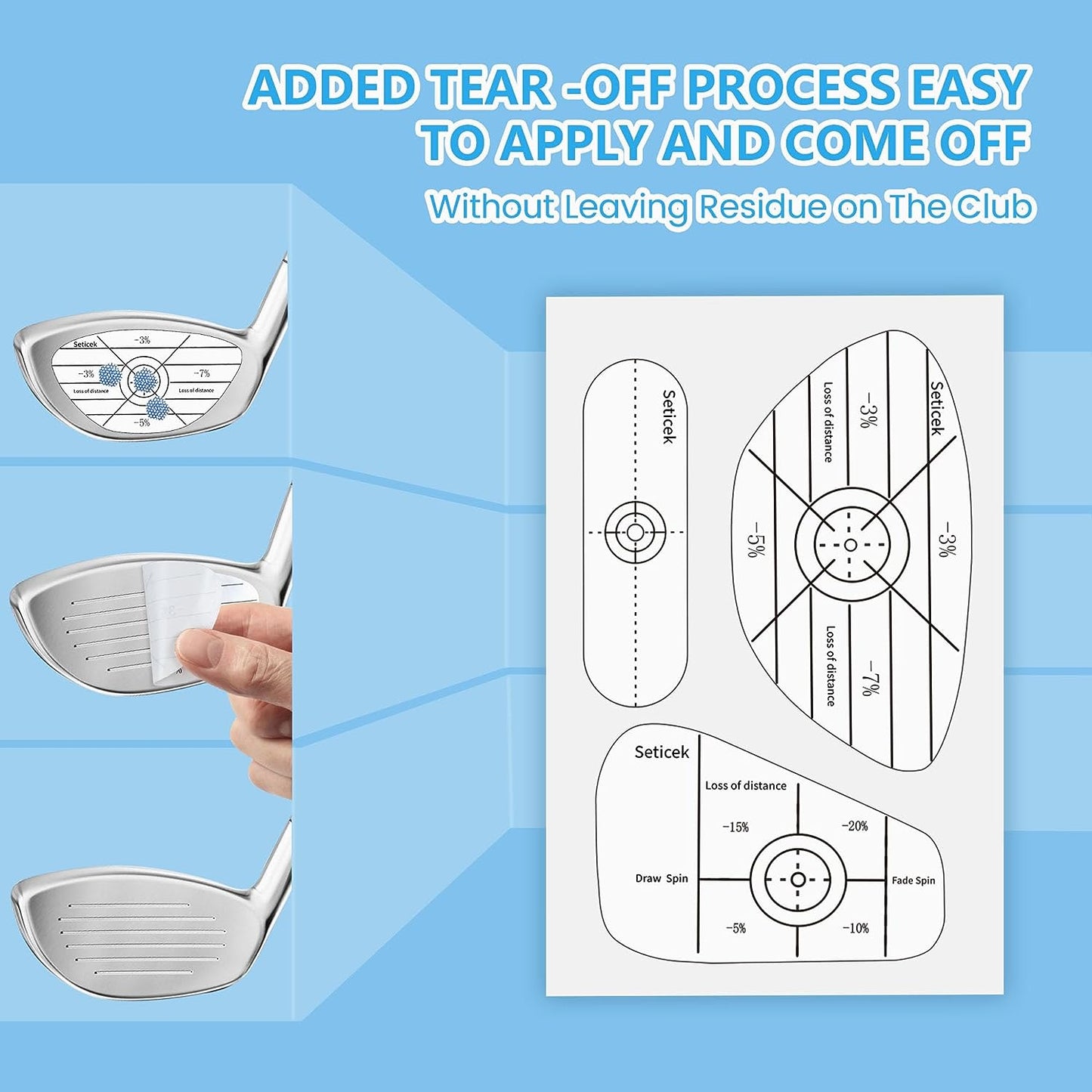 Golf Impact Tape Labels Self-Teaching Sweet Spot and Consistency Analysis Improve Golf Swing Accuracy and Distance Choose between 150 Pc and 300 Pc
