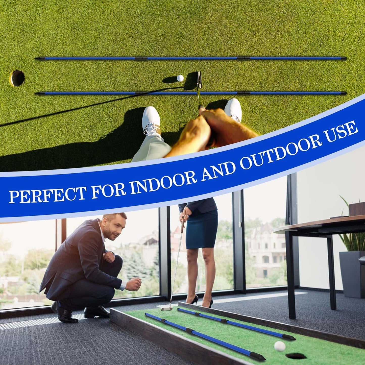 Golf Alignment Sticks 2 Pack,Upgraded 48" Collapsible Alignment Stick Golf Training Aid for Aiming, Putting, Full Swing Trainer, Golf Training Sticks with Clear Tube Case